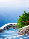 Stone steps, road to sea. Santorini island view. Greece Royalty Free Stock Photo