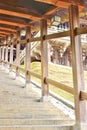 Stone steps with wooden roof at Nigatsudo hall in Nara Royalty Free Stock Photo