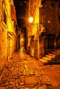 Stone street in Trogir, Croatia, night scene Royalty Free Stock Photo