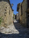 Stone street of a typical medieval village in Montanana, Aragon, Spain