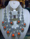 Stone studded necklace set,decore jewelry set for women Royalty Free Stock Photo