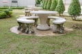 Stone table chair in the park Royalty Free Stock Photo