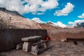 Stone table in the mountain. Mountain landscape