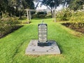 Stone Tablet for Drinking Water in the rose garden. Royalty Free Stock Photo