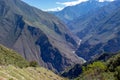 Stone terraces of Choquequirao archaeological complex, very unique, mysterious, distant place with inca ruins Royalty Free Stock Photo