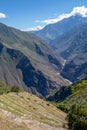 Stone terraces of Choquequirao archaeological complex, very unique, mysterious, distant place with inca ruins Royalty Free Stock Photo