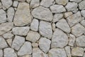 Stone texture on coastline wall white colored rocks. Seamless texture of medieval wall of stone blocks.