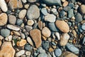 Stone texture, top view Close up abstract background with dry round reeble pattern, have dry leaves with stones Royalty Free Stock Photo