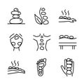 Stone therapy line icon. Lithotherapy. Reflexology. Traditional chinese medicine Royalty Free Stock Photo