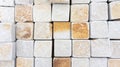 Stone tiles for paving paths. Stone paving background. Background with squares. Texture with square cells Royalty Free Stock Photo