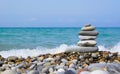 Stone tower on the beach Royalty Free Stock Photo