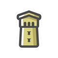 Stone Tower building Vector icon Cartoon illustration.