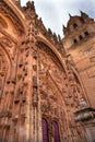 Stone Tower Door Facade New Salamanca Cathedral Spain