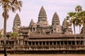 Stone towers and corridors of the Angkor Wat, 12th century temple in Cambodia Royalty Free Stock Photo