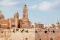 Stone towers of fortified walls of Malta island Royalty Free Stock Photo