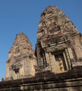 Stone towers of a medieval Khmer temple. Baray eastern Mebon Royalty Free Stock Photo