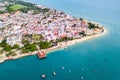 Stone Town, old colonial center of Zanzibar City. House of Wonders. The Old Fort. Unguja, Tanzania. Aerial view. Royalty Free Stock Photo