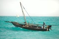 Dhow sailing boat at sea. Royalty Free Stock Photo