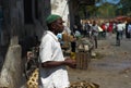 Local Man Waiting Behind the Fish Market in Stone Town, Zanzibar Royalty Free Stock Photo