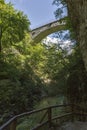 Stone train bridge in the Vintgar gorge, Slovenia.