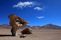 Stone tree or arbol de piedra in the desert of Bolivia Royalty Free Stock Photo