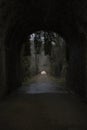 stone tunnel exit dark wet old railway track green way Plata Extremadura Eurovelo