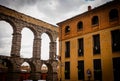 Stone two-storey bridge in the old part of the city. Royalty Free Stock Photo