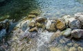 Stone under crystal clear water of Ganga River