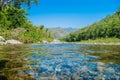 Stone under crystal clear water of Ganga River