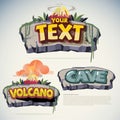 Stone and volcano sign template. game sign concept - vector