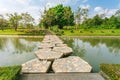 Stone walk way in garden Royalty Free Stock Photo