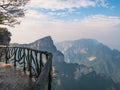 Stone Walkway balcony on the Tianmen mountain cilff with beautiful White cloud and sky at zhangjiajie city China. Royalty Free Stock Photo