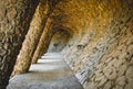 Stone walkway designed by Antoni Gaudi in Park Guell, Barcelona, Spain