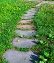 Stone walkway in the garden Royalty Free Stock Photo