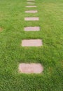 Stone walkway on the green grass Royalty Free Stock Photo