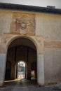 Gate of medieval Castle of Brescia on Colle Cidneo