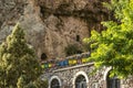 Medieval caves in the rock of the Geghama mountain range on the territory of the Geghard monastery of Armenia