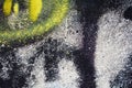 Black yellow graffiti wall background, in Venice, Italy Royalty Free Stock Photo
