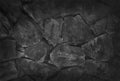 Stone wall background, black rock texture in natural pattern Royalty Free Stock Photo