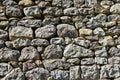 Stone wall background of historic ruins, composition of natural stones with gray tone