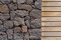 Stone wall background. stone and wood wall, wood texture as background. Wood background wall .