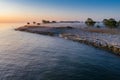 Stone wall on the Baltic sea in the summer. Osmussaar coast, island in Estonia Royalty Free Stock Photo