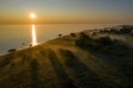 Lighthouse and hause on the small island in the Baltic Sea. Architecture on the Osmussaar Royalty Free Stock Photo