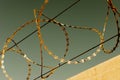 Stone wall with barbed wire against sky Royalty Free Stock Photo