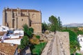 Stone wall and church of the old medieval town Royalty Free Stock Photo