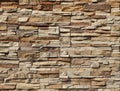 Stone wall cladding made of natural rocks, Colors are different shades of brown.