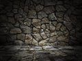 Stone wall and floor. lighting effect Royalty Free Stock Photo