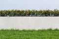 Stone wall and flora with grass in Garden Decoration design for Royalty Free Stock Photo