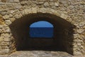 Stone wall of the fortress Kules in Heraklion on the island of Crete, Greece. Royalty Free Stock Photo