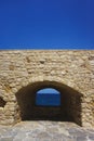 Stone wall of the fortress Kules in Heraklion on the island of Crete, Greece. Royalty Free Stock Photo